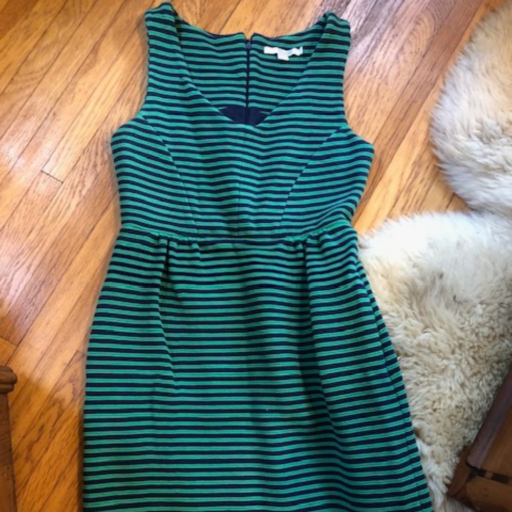 Green/navy stripe Boden sheath dress